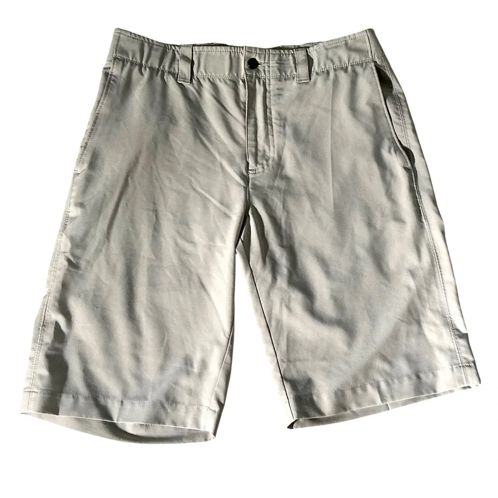 CALLAWAY Mens Golf Shorts Tan Khaki Size 30 Performance Stretch Flat Front 9.5in